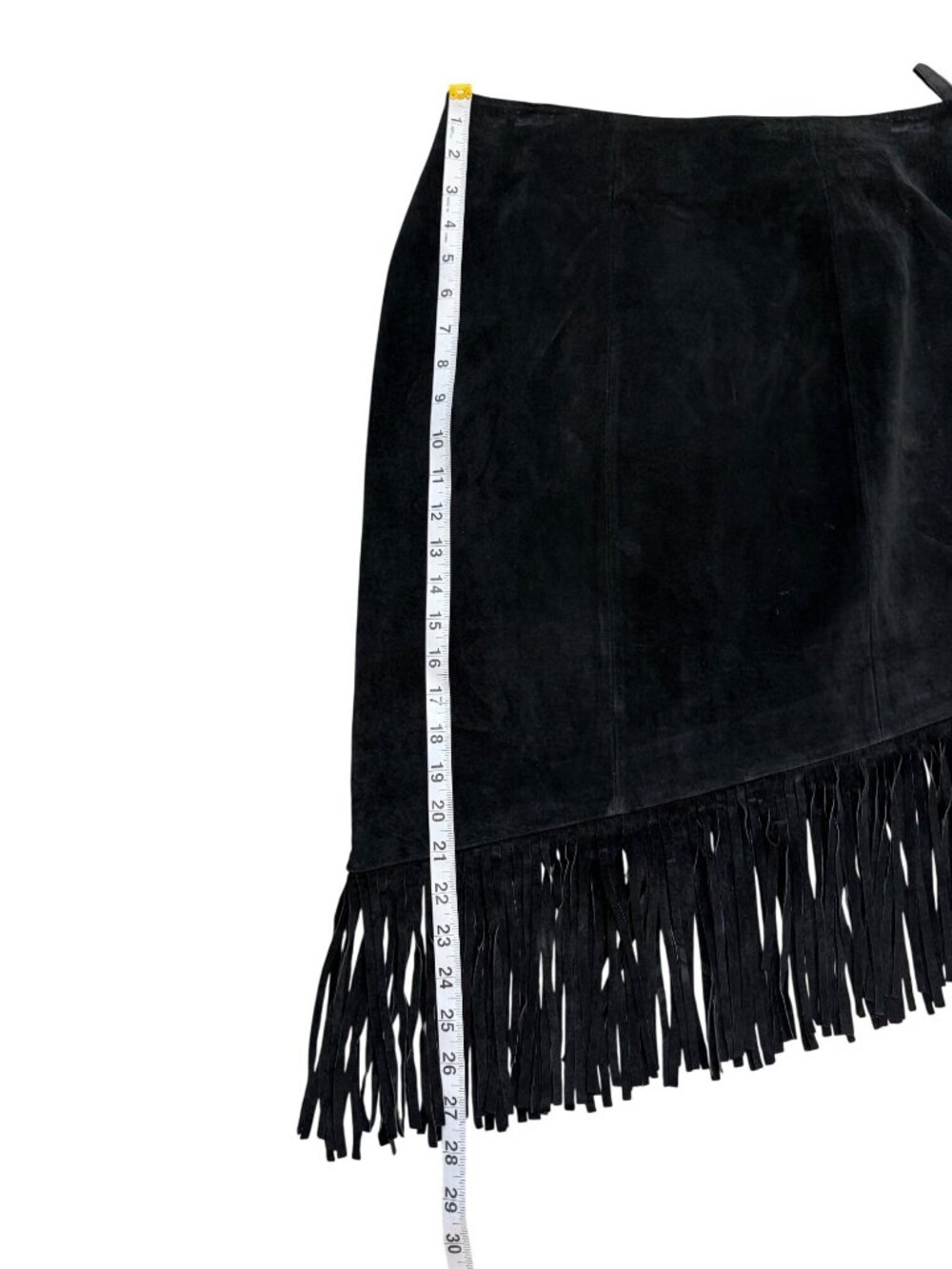 Lew Magram Womens Size 12 Black Suede Fringe Skirt Asymmetrical Vintage Western - Picture 5 of 8